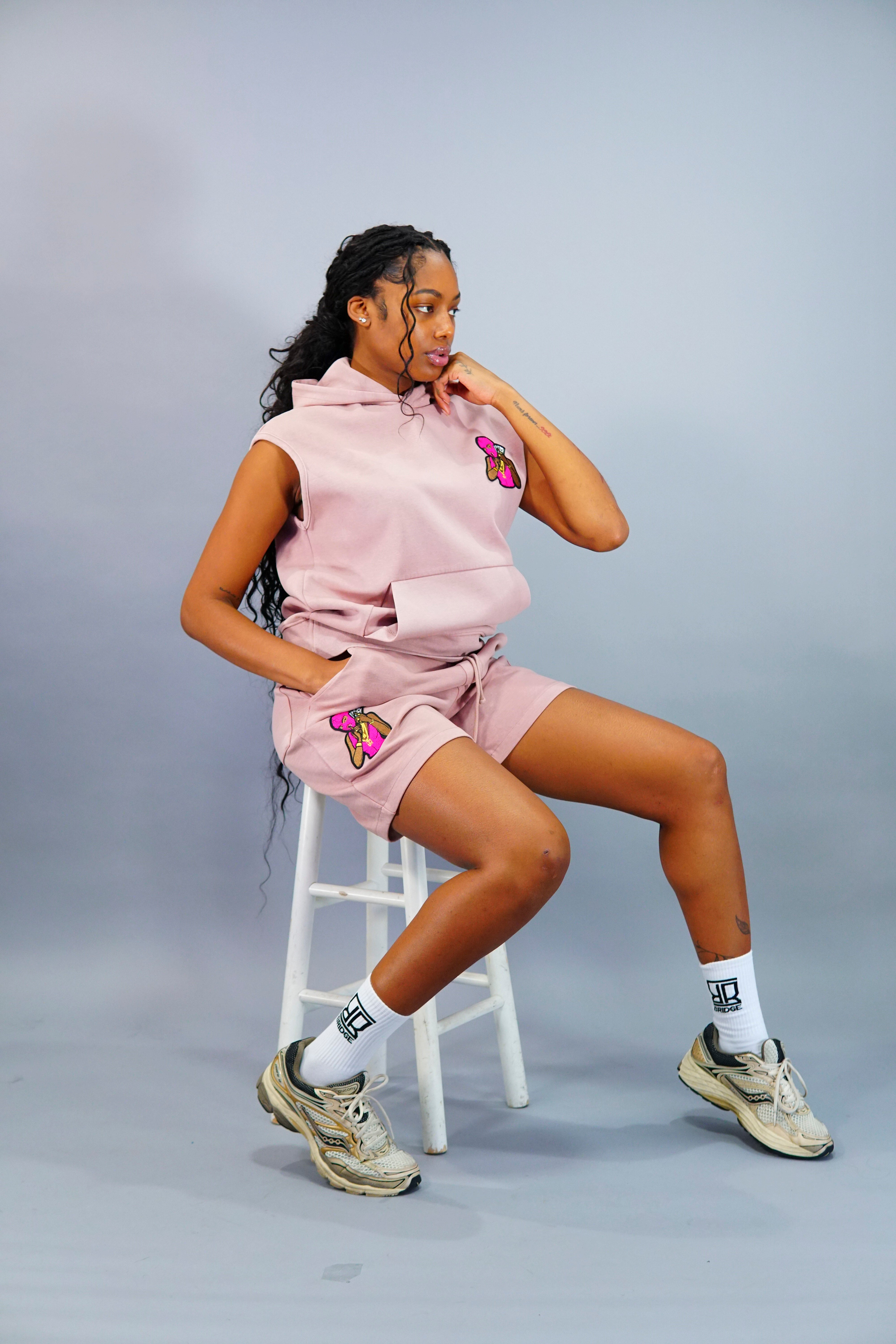 Women Pink Robber Shorts Suit