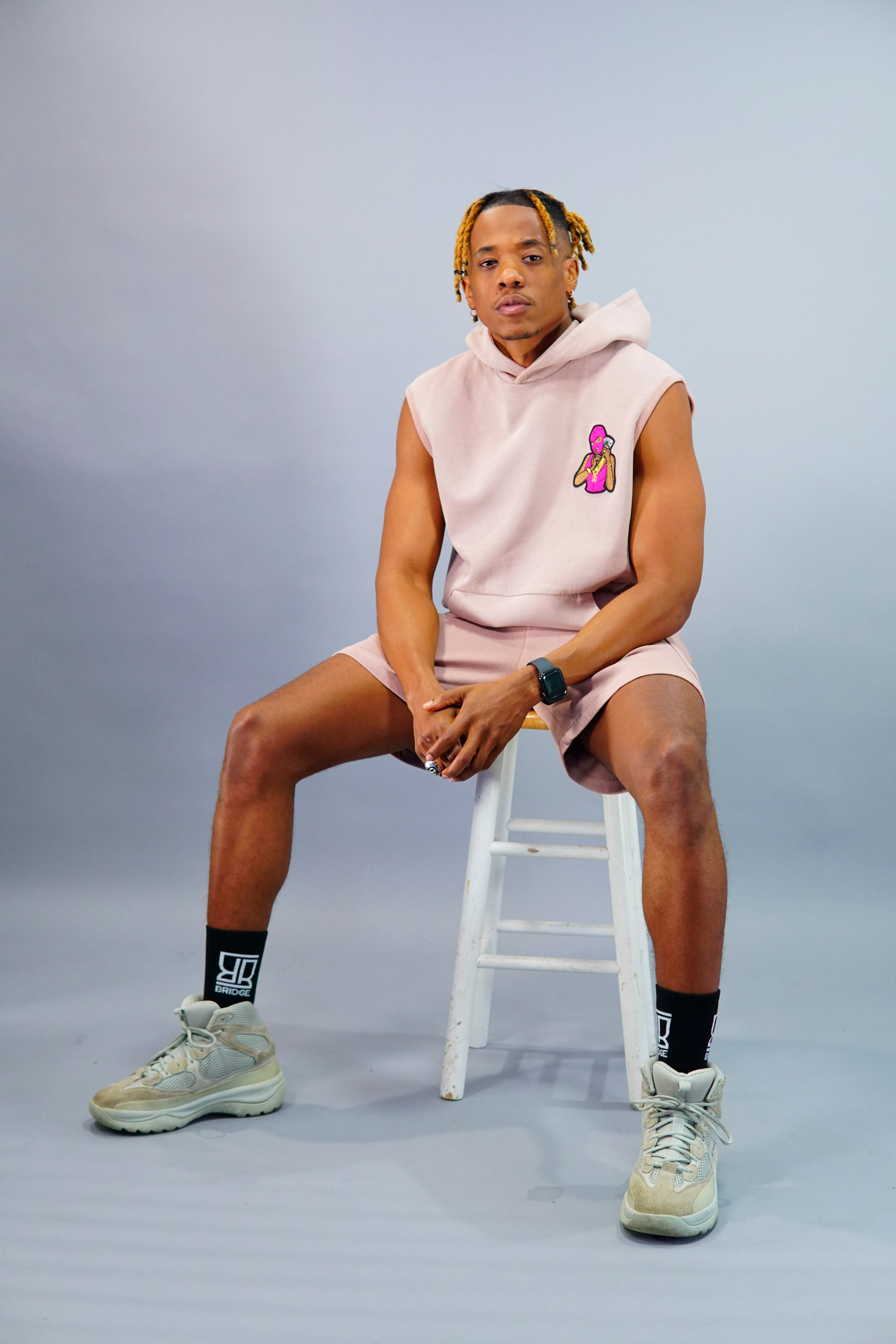 Men Pink Robber Shorts Suit