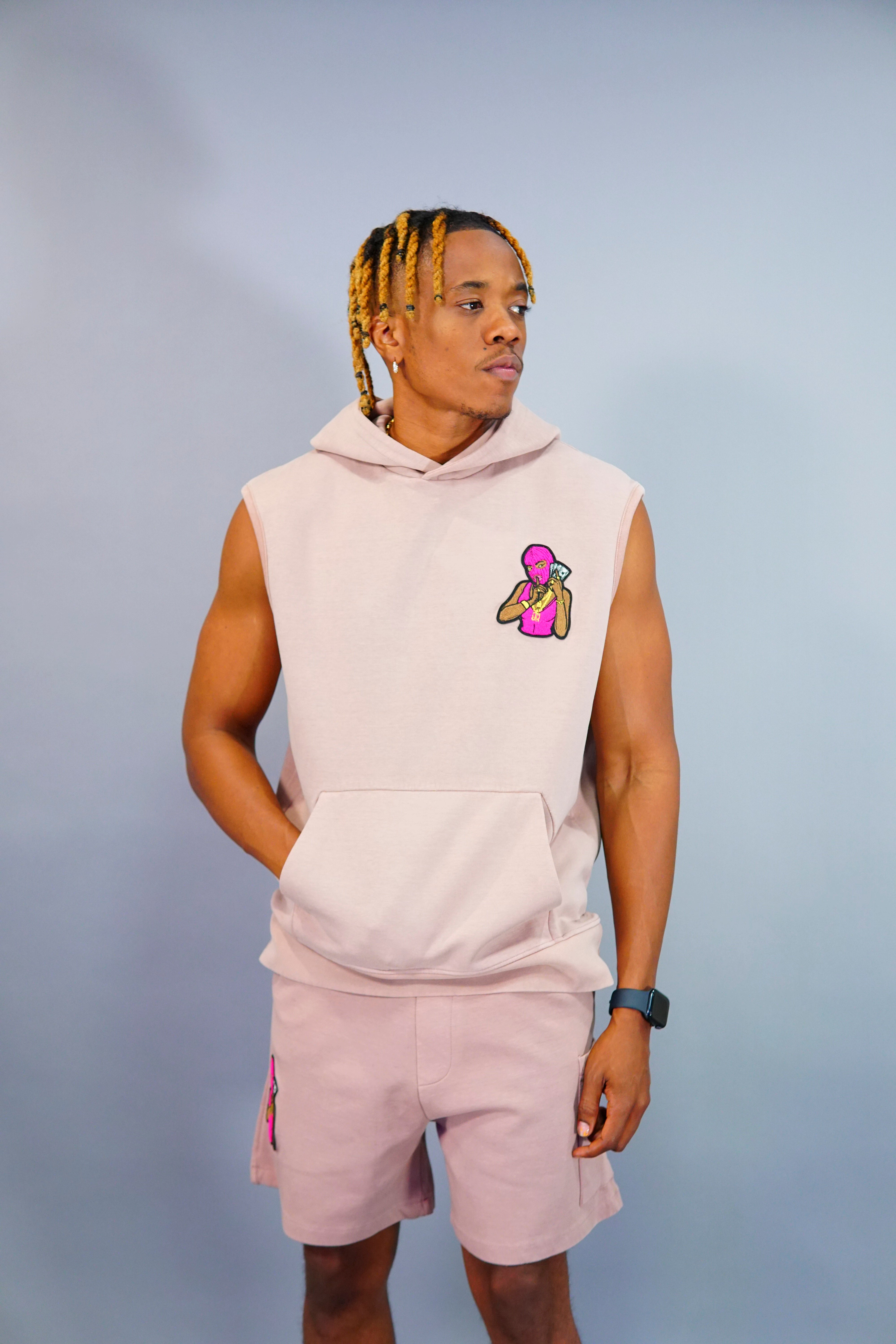 Men Pink Robber Shorts Suit