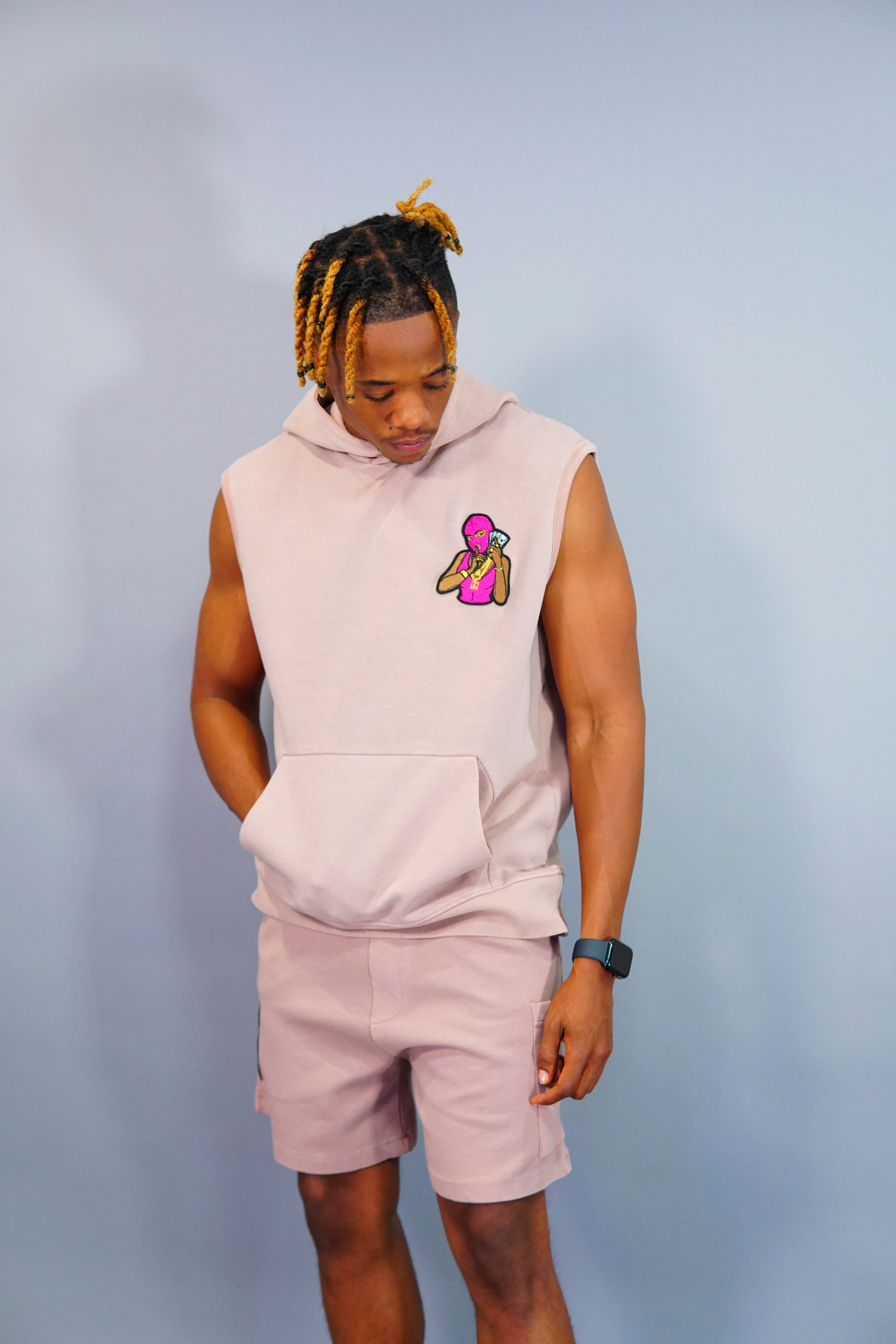 Men Pink Robber Shorts Suit