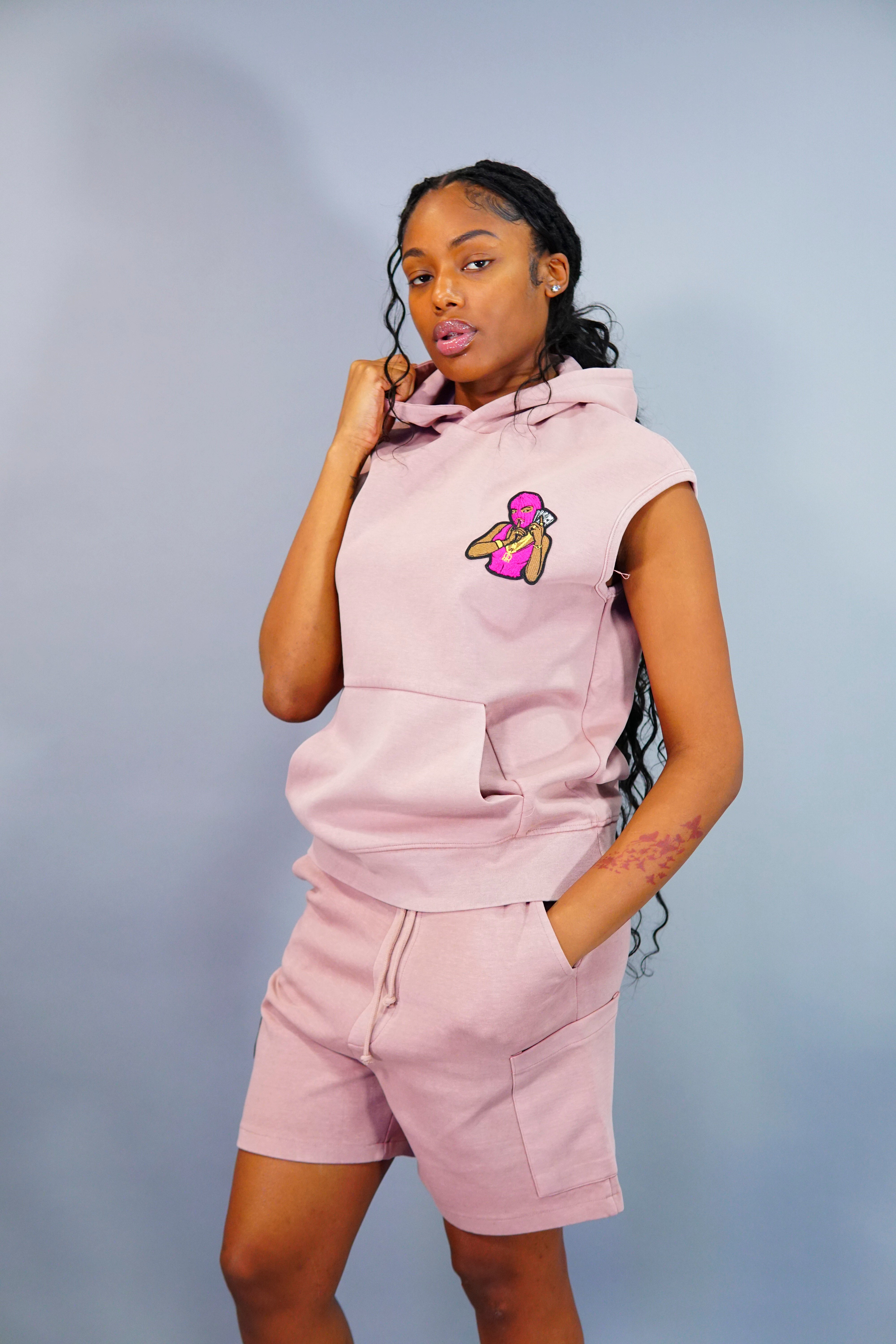 Women Pink Robber Shorts Suit
