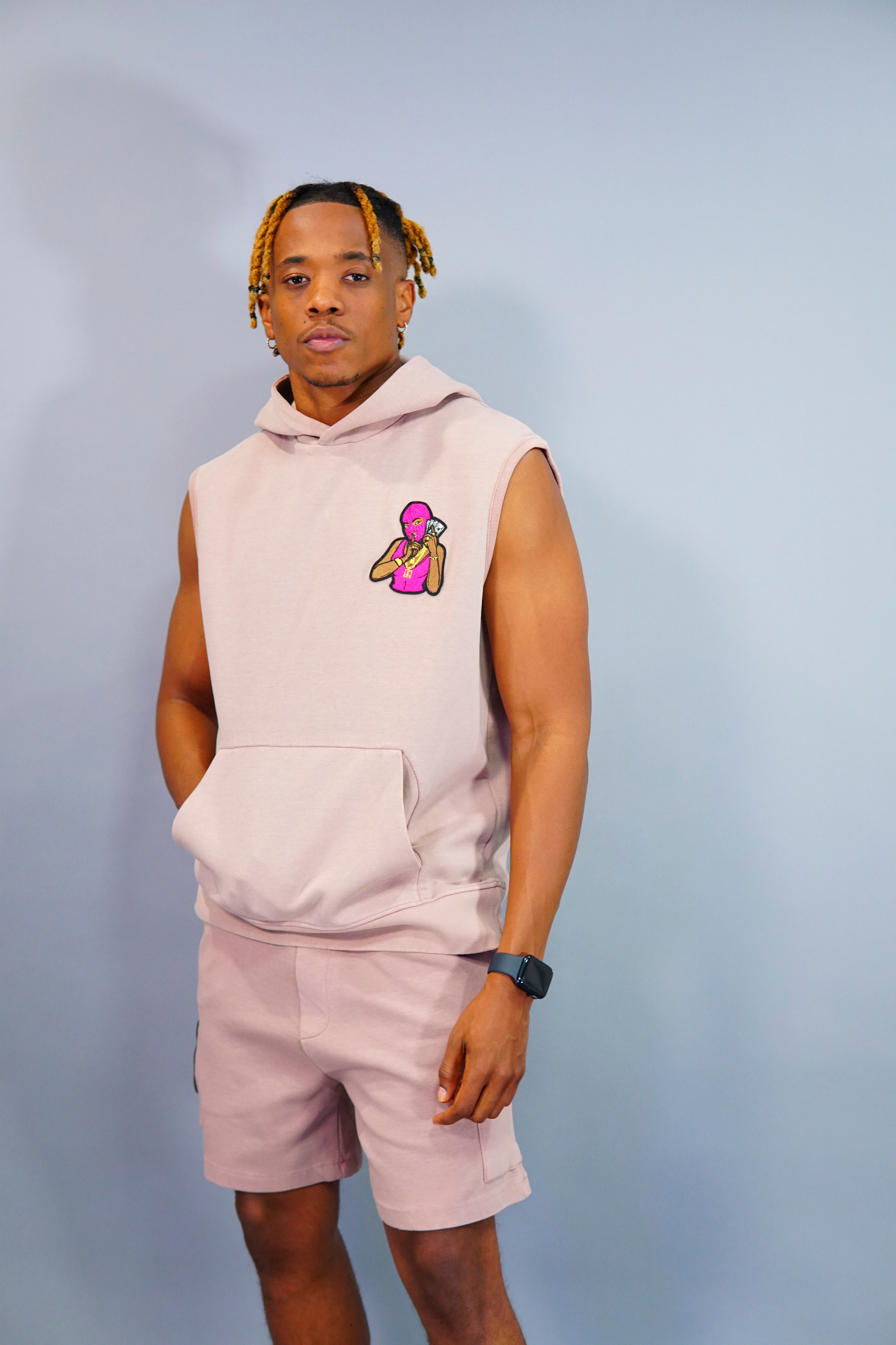 Men Pink Robber Shorts Suit