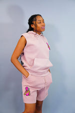 Women Pink Robber Shorts Suit