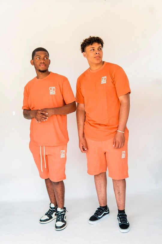 Men Peach Shorts Suit