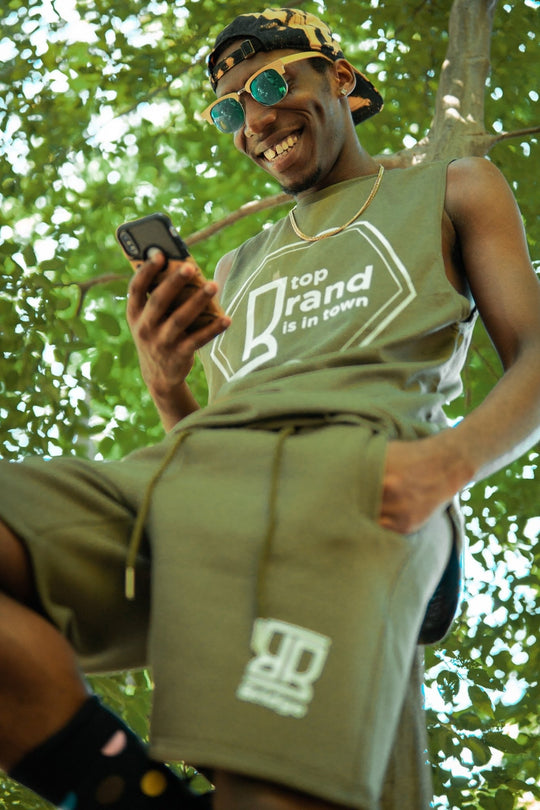 Olive Green Cotton Shorts