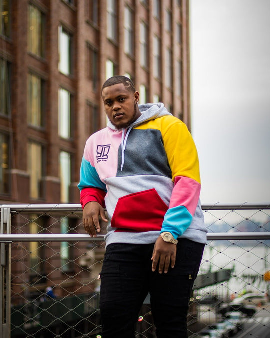 Plus Size Men Color Block Hoodies