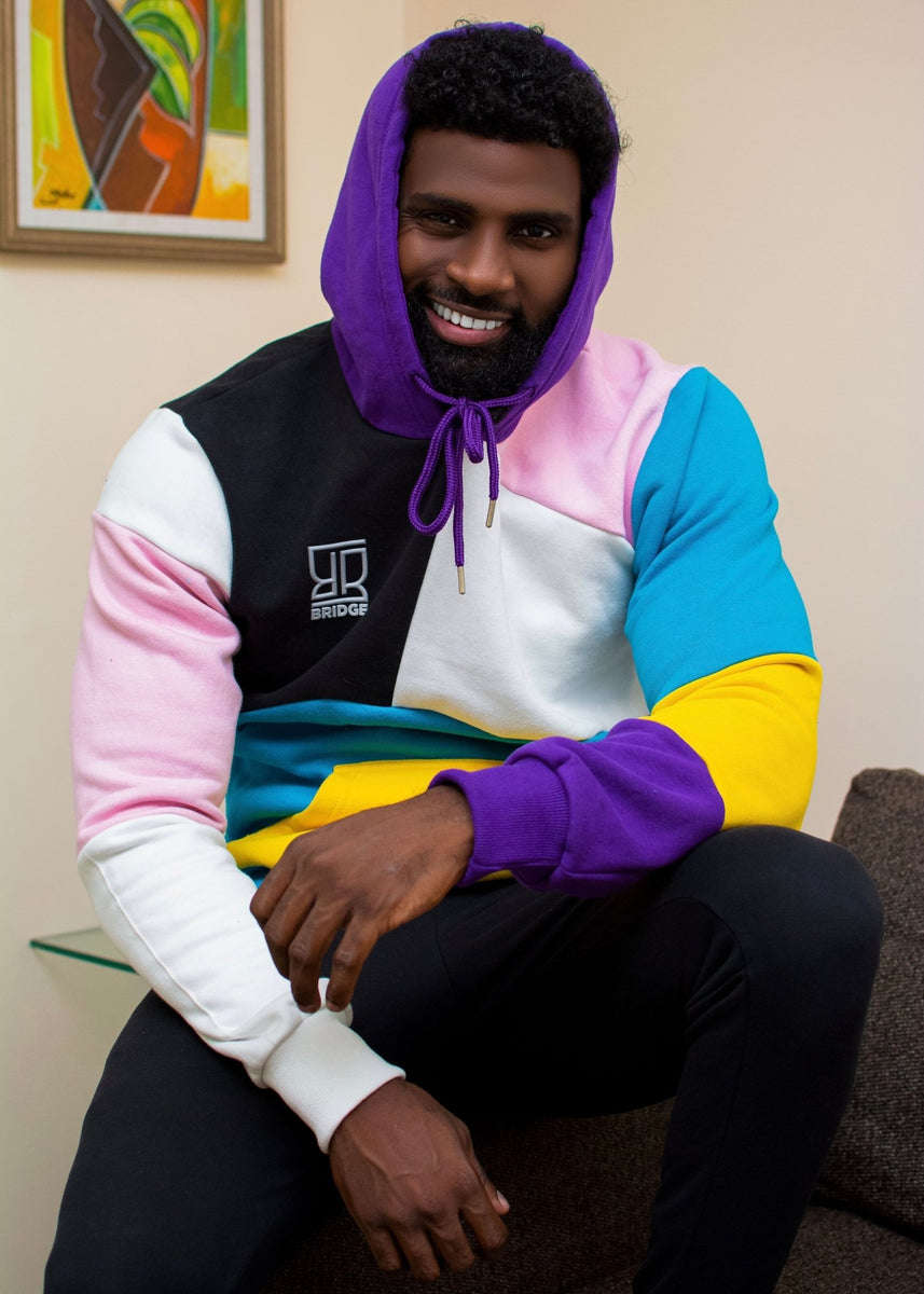 Colorblock Purple Men Pastel Color Block Hoodie – THE BRIDGE OFFICIAL