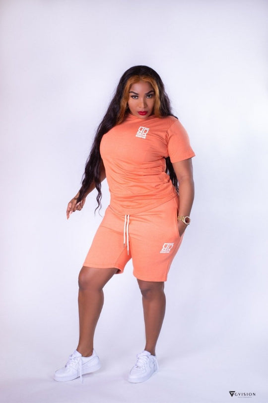 Women Peach Shorts Suit