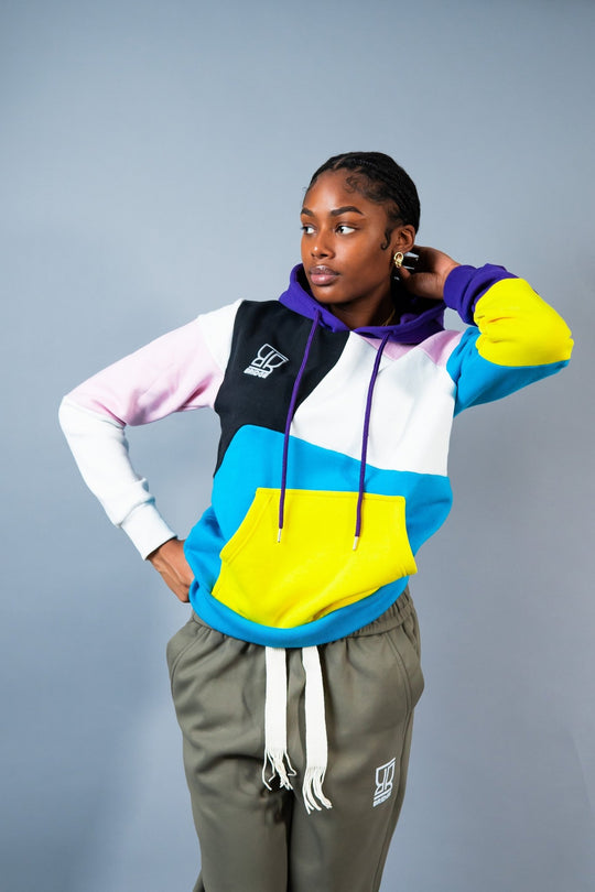 Women Pastel Color Block Hoodie